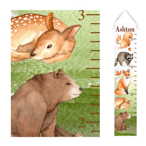 Personalized Woodland Animals Printed Growth Chart