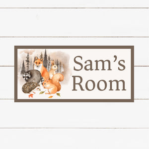 Personalized Printed Door Decal - Woodland Animals