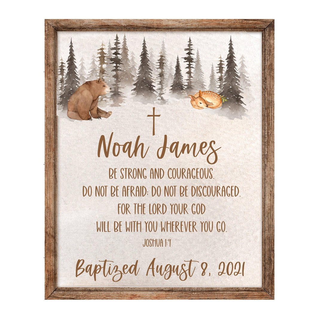 Baptism Wall Décor - Personalized Watercolor Woodland Animals Keepsake